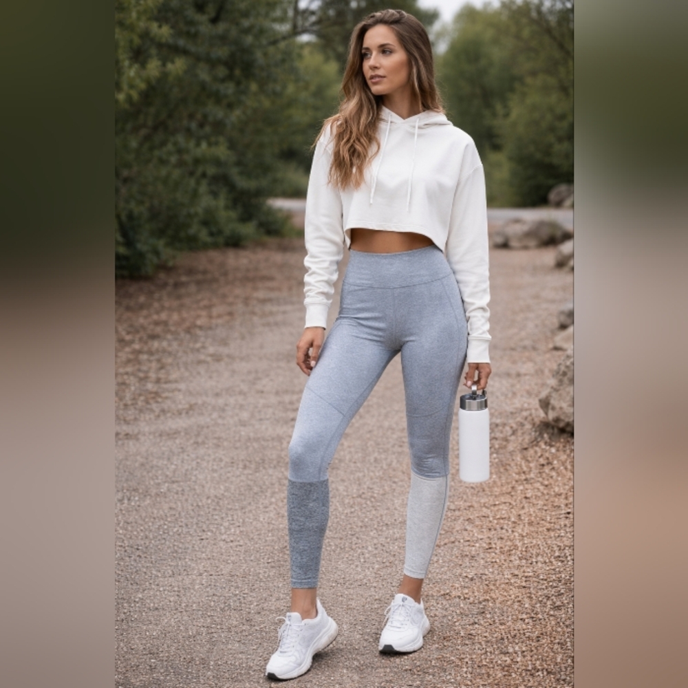 Outdoor Voices Colorblock Leggings Gray High Rise Performance Activewear Yoga